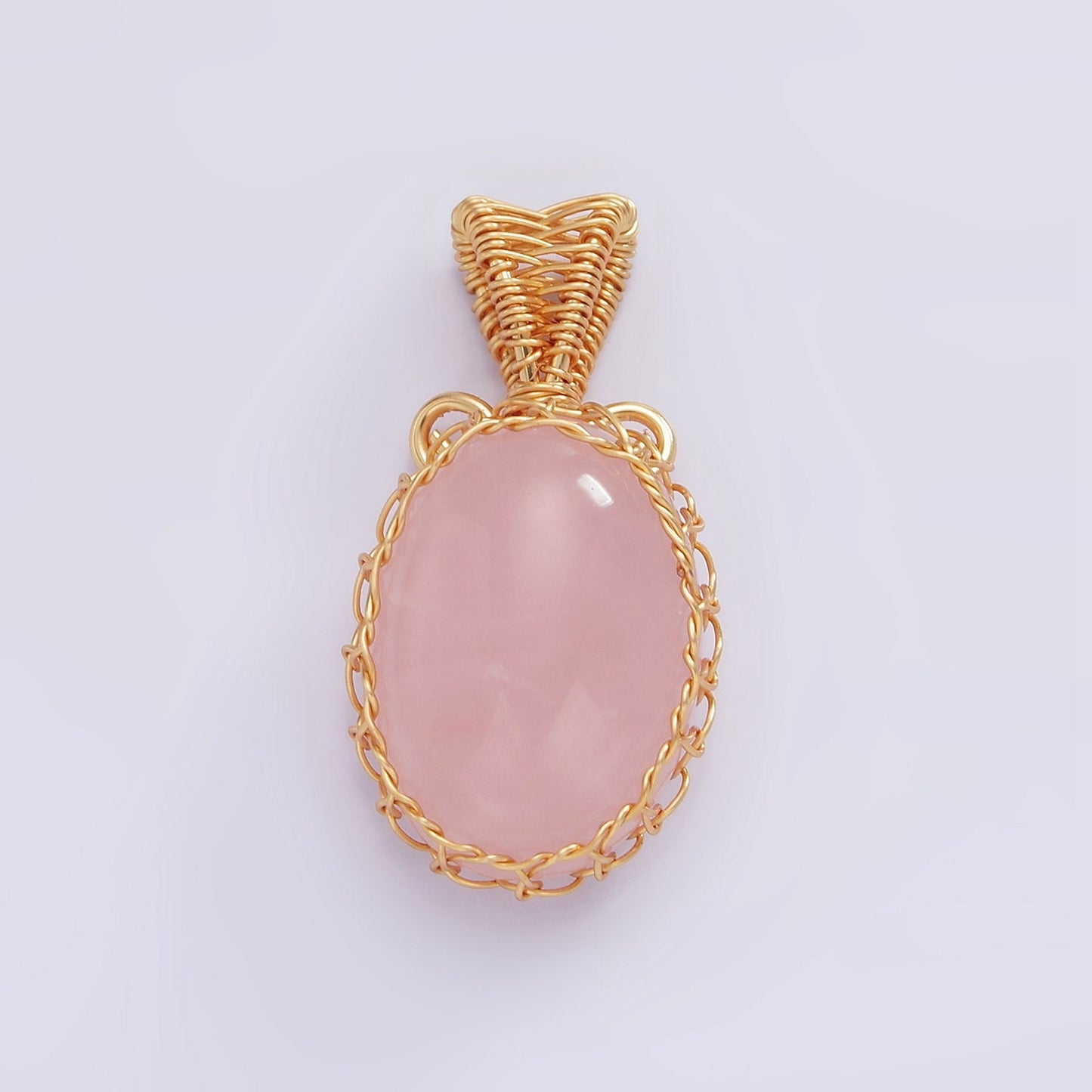 Handmade Crystal Wire Wrapped Necklaces Pendant Rose Quartz Amethyst Jade Onyx Healing Stone Oval Gemstone Necklaces Charm AA616