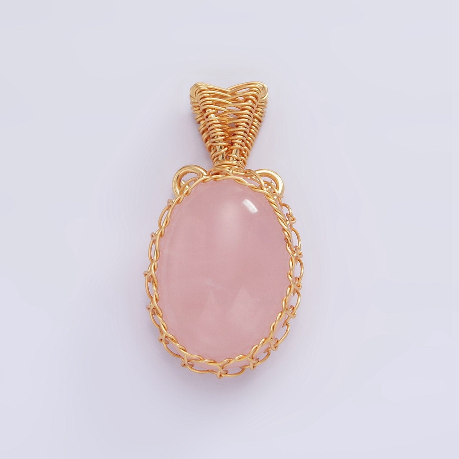 Handmade Crystal Wire Wrapped Necklaces Pendant Rose Quartz Amethyst Jade Onyx Healing Stone Oval Gemstone Necklaces Charm AA616