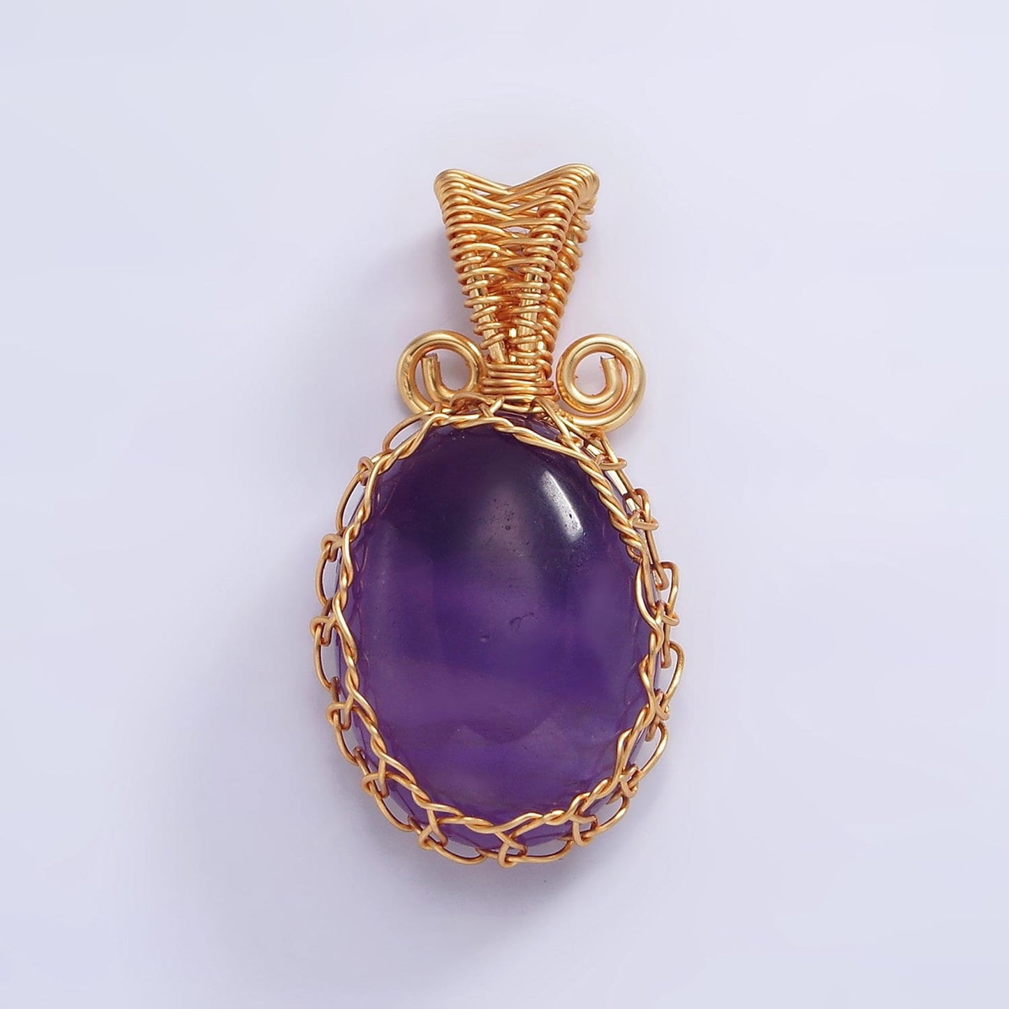 Handmade Crystal Wire Wrapped Necklaces Pendant Rose Quartz Amethyst Jade Onyx Healing Stone Oval Gemstone Necklaces Charm AA616