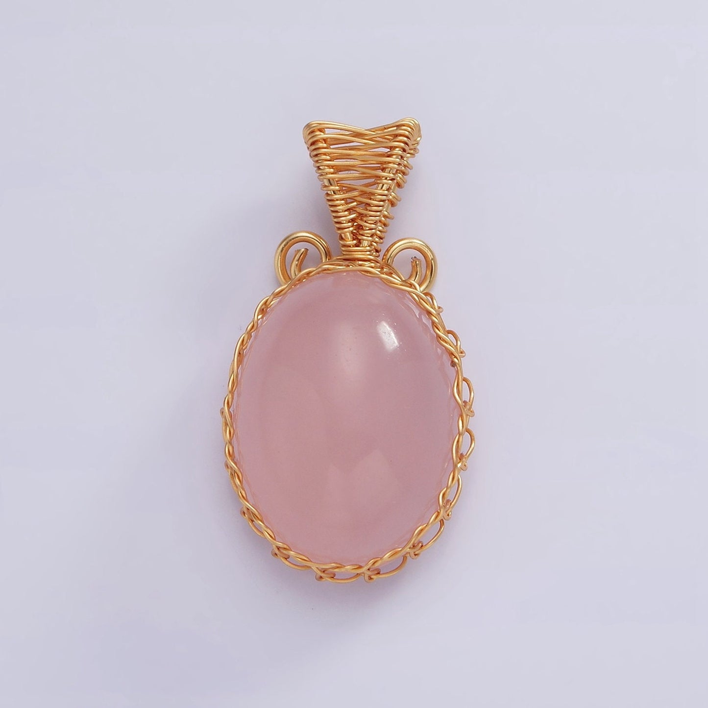 Handmade Crystal Wire Wrapped Necklaces Pendant Rose Quartz Amethyst Onyx Healing Stone Oval Gemstone Necklaces Charm AA621