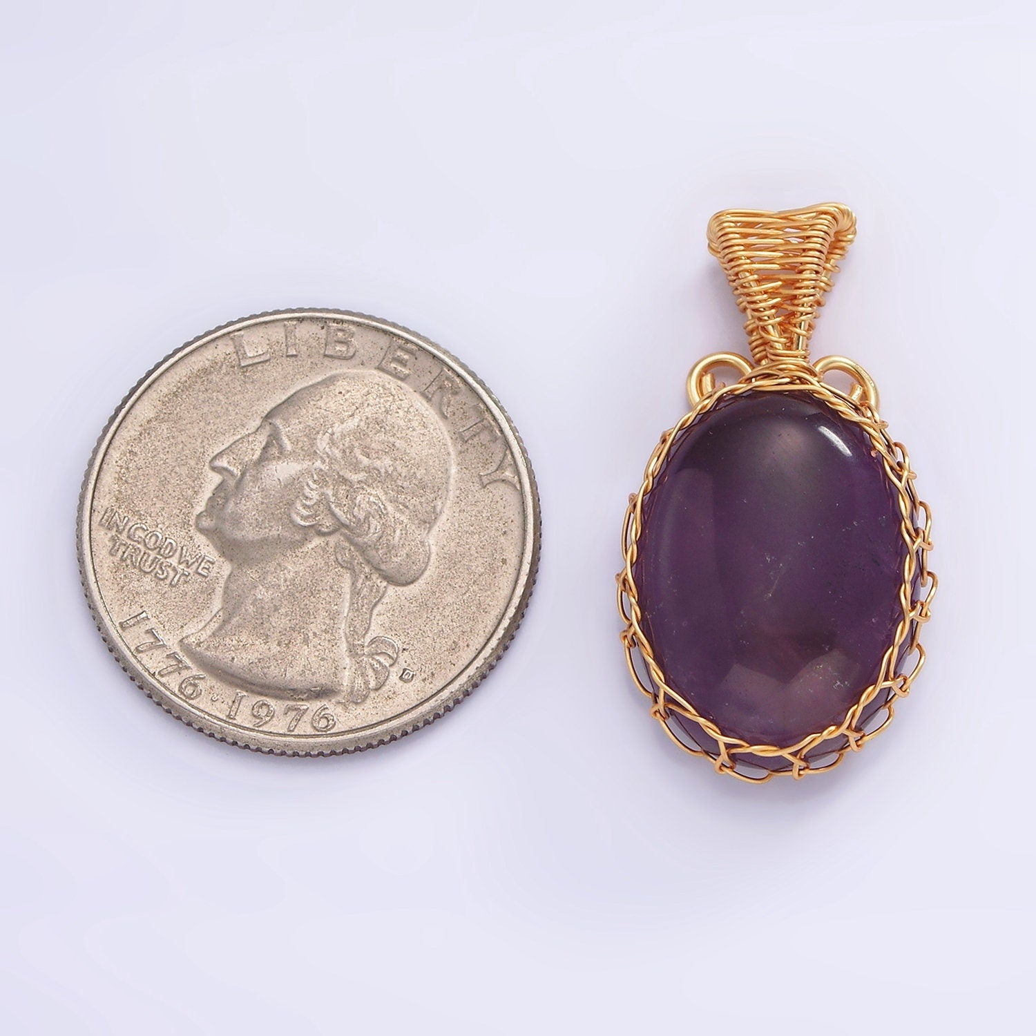Handmade Crystal Wire Wrapped Necklaces Pendant Rose Quartz Amethyst Onyx Healing Stone Oval Gemstone Necklaces Charm AA621