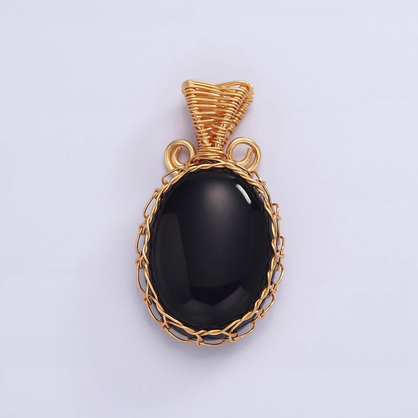 Handmade Crystal Wire Wrapped Necklaces Pendant Rose Quartz Amethyst Onyx Healing Stone Oval Gemstone Necklaces Charm AA621