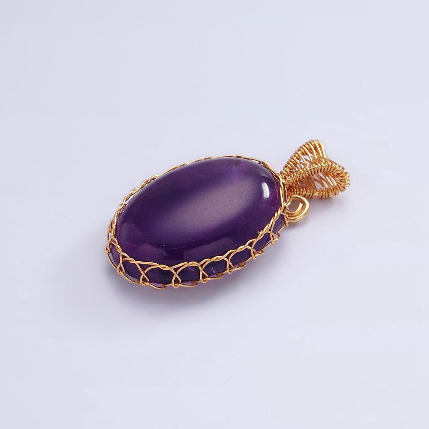 Amethyst / Rose Quartz Wire Wrapped Crystal Necklace Pendant Gold Fill Natural Love Healing Necklace Charm Natural Gemstone Wire Wrap AA625