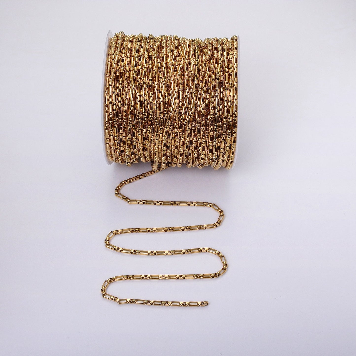 Unique Paper Clip Cable with Rolo Link 24k Gold Filled 3.5mm Unique Cable Chain Link Unfinished Yard Chain in Gold & Silver | ROLL-1315