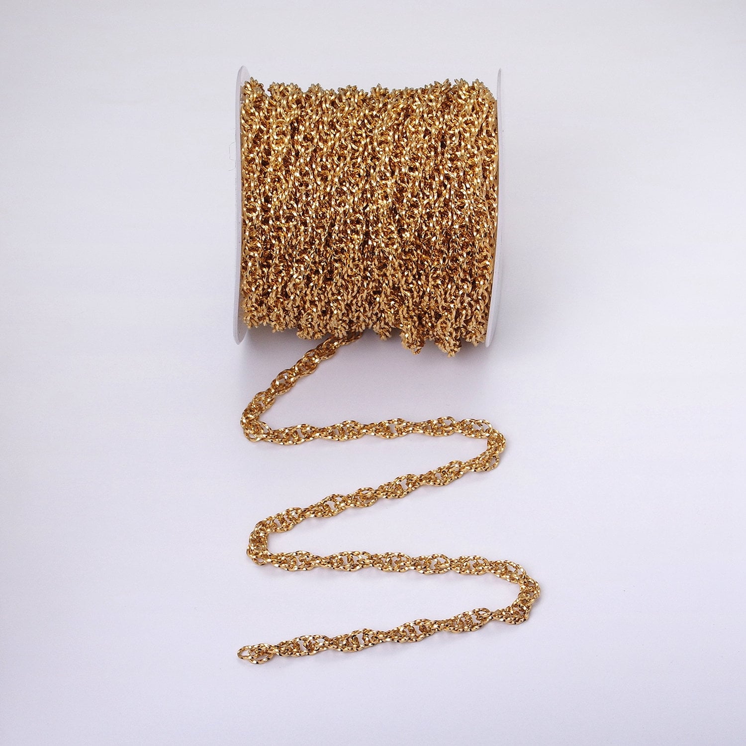 Faceted Double Prince of Wales style Chain Link Chunky 24k Gold Filled 6.1mm Unique Cable Chain Unfinished Chain Gold & Silver | ROLL-1307