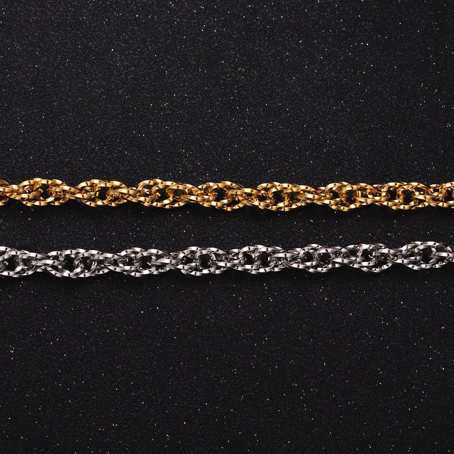 Faceted Double Prince of Wales style Chain Link Chunky 24k Gold Filled 6.1mm Unique Cable Chain Unfinished Chain Gold & Silver | ROLL-1307