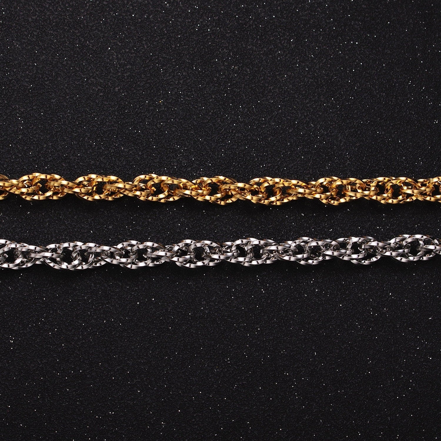Faceted Double Prince of Wales style Chain Link Chunky 24k Gold Filled 6.1mm Unique Cable Chain Unfinished Chain Gold & Silver | ROLL-1307