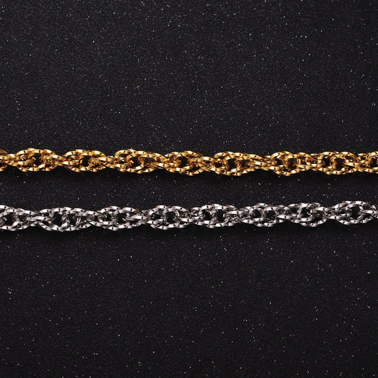 Faceted Double Prince of Wales style Chain Link Chunky 24k Gold Filled 6.1mm Unique Cable Chain Unfinished Chain Gold & Silver | ROLL-1307