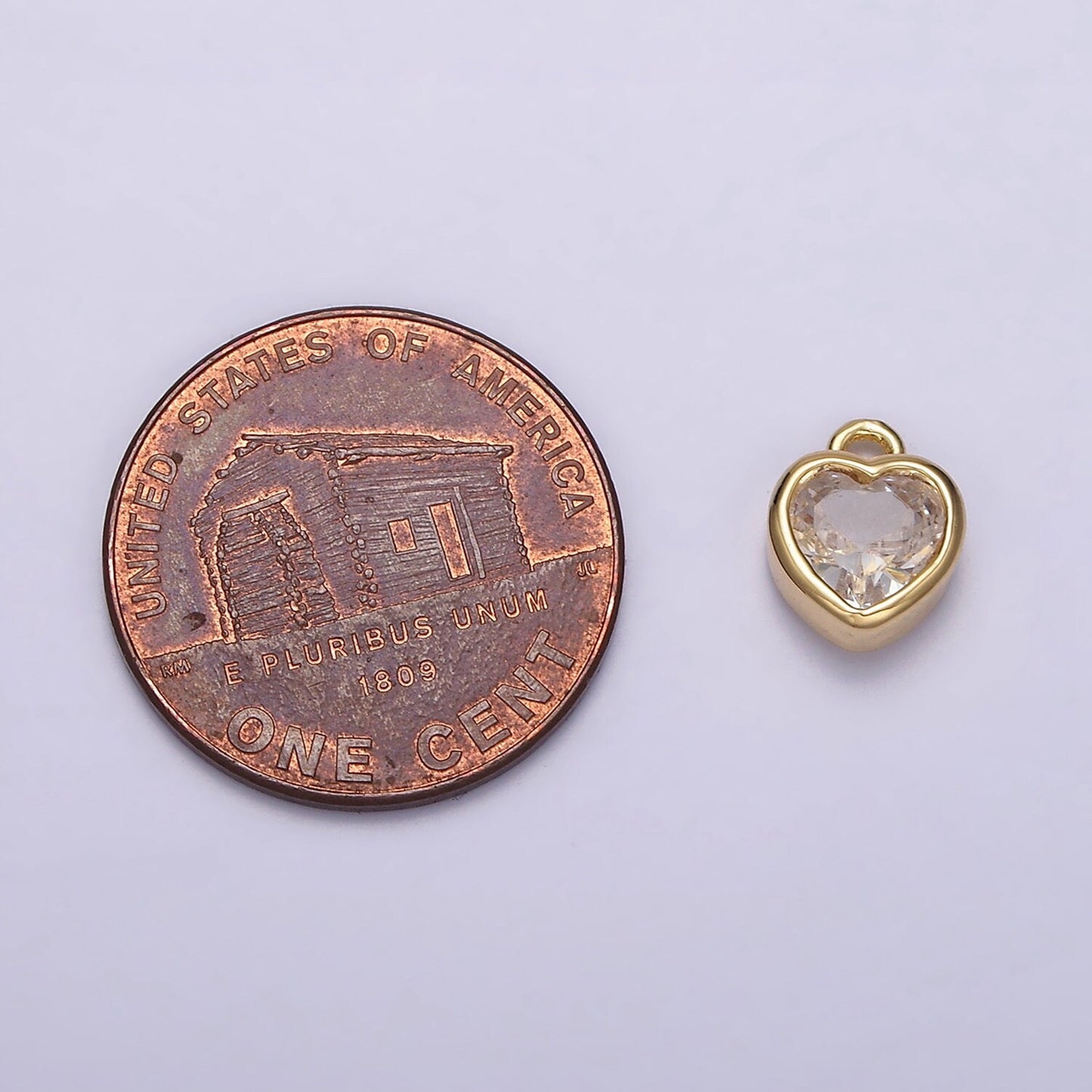 16K Gold Filled 7mm Clear CZ Heart Bezel Add-On Charm | N966