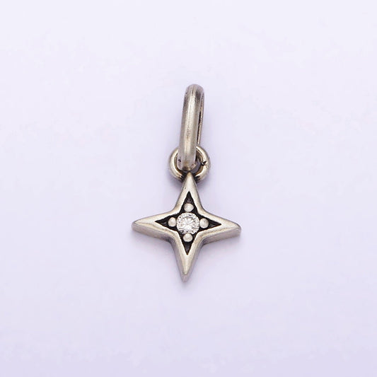 S925 Sterling Silver Clear CZ Celestial Star Pendant | SL-328