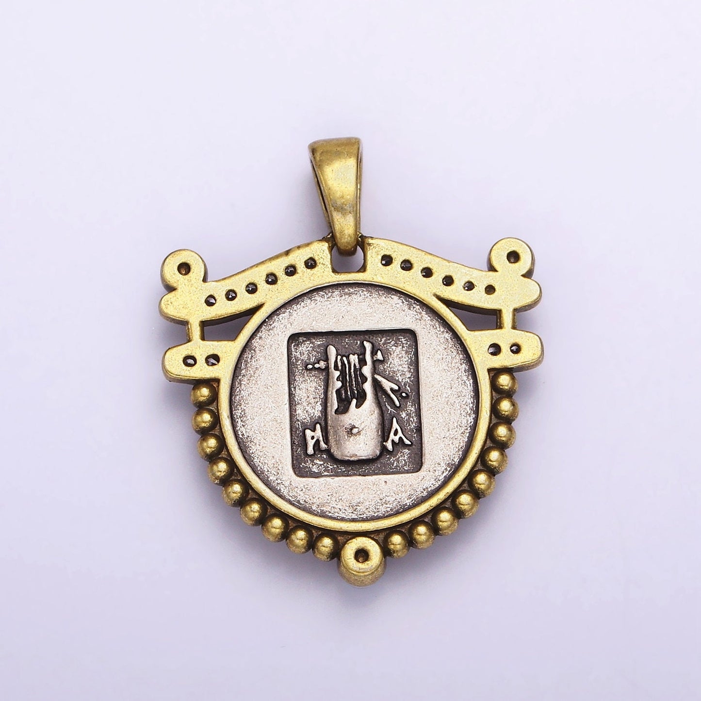Ancient Coin Findings Pendant , Roman Coin Charm Ancient Greek Medallion Charm AA-761