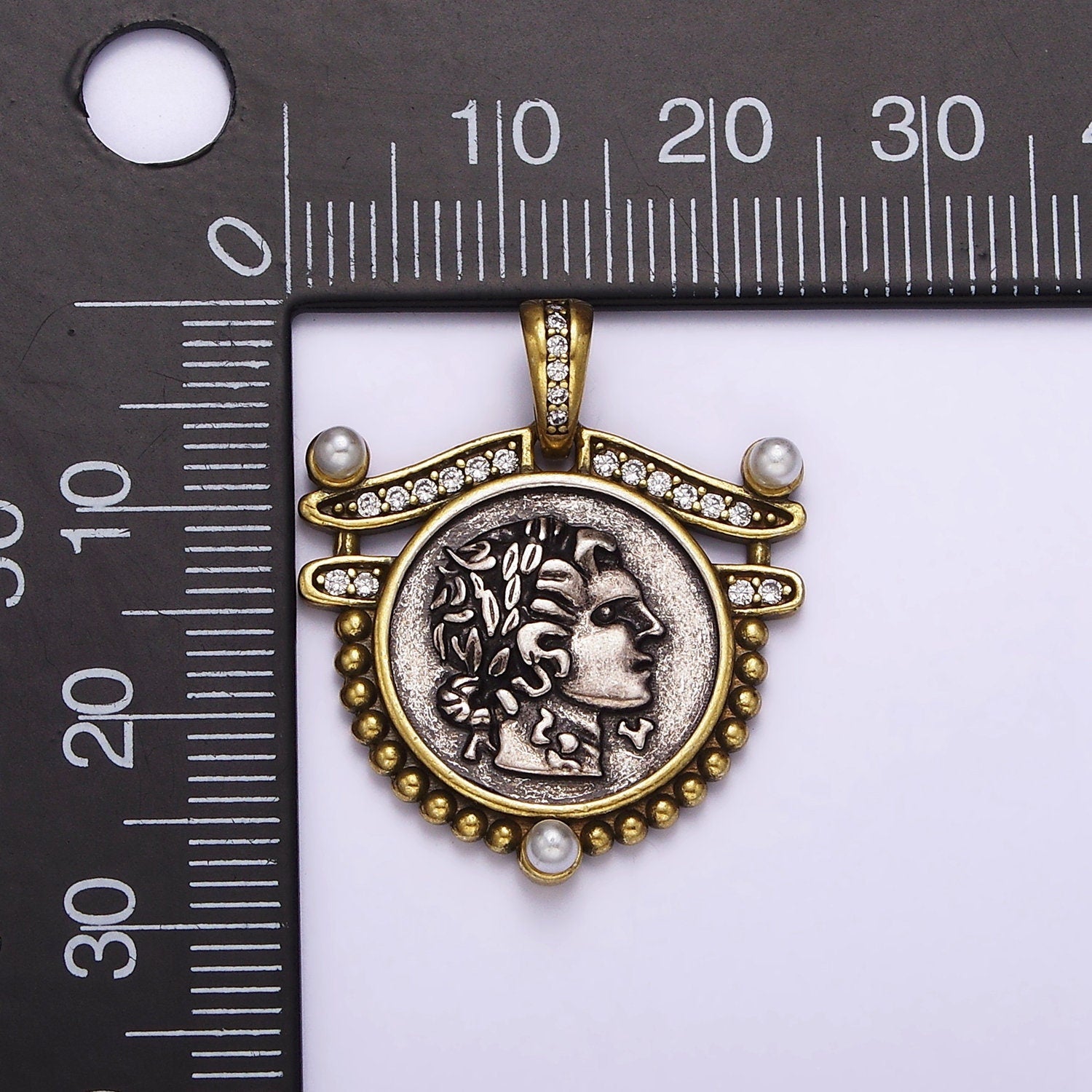 Ancient Coin Findings Pendant , Roman Coin Charm Ancient Greek Medallion Charm AA-761