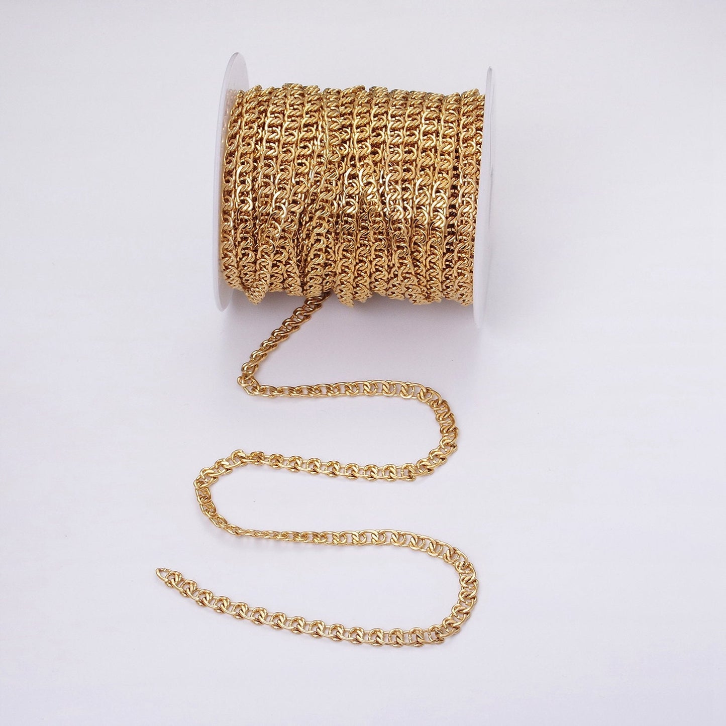 Unique Chain 24k Gold Filled 5.8mm Twist Cable Chain Cable Link Unfinished Yard Chain in Gold & Silver | ROLL-1299 ROLL-1300