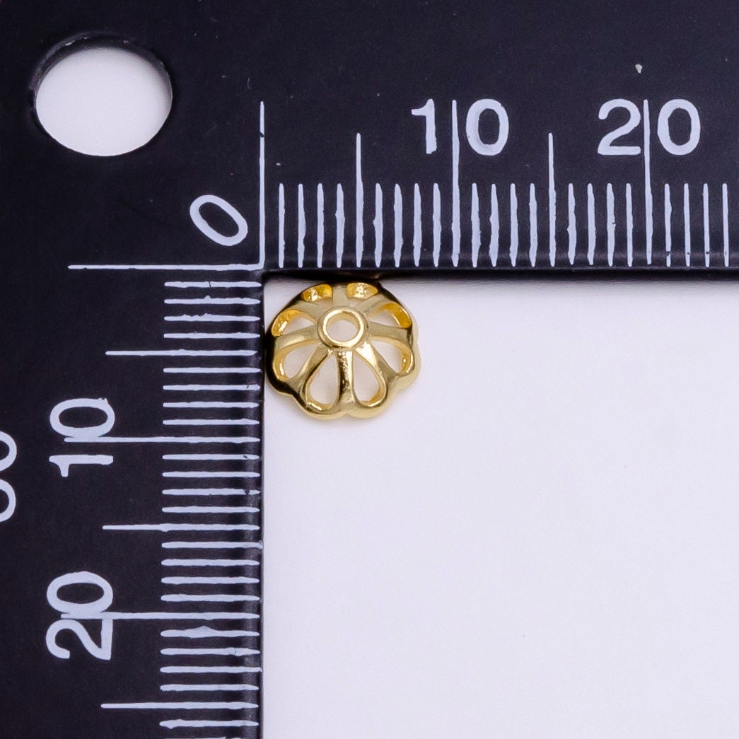 8mm Gold Filled Flower Bead Cap, Dainty Floral Bead Toppers, Bead Making Supply Z-920