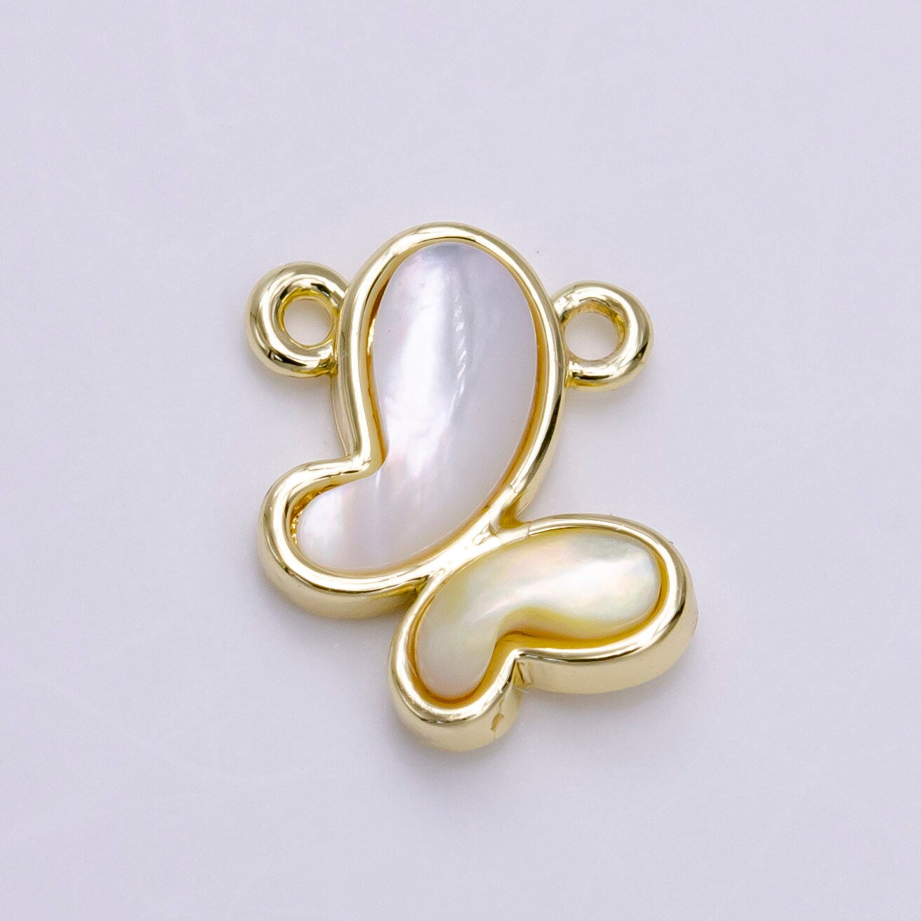 14K Gold Filled Dainty Butterfly Mariposa Shell Pearl Top Charm Connector for Necklace Bracelet component | Y-904