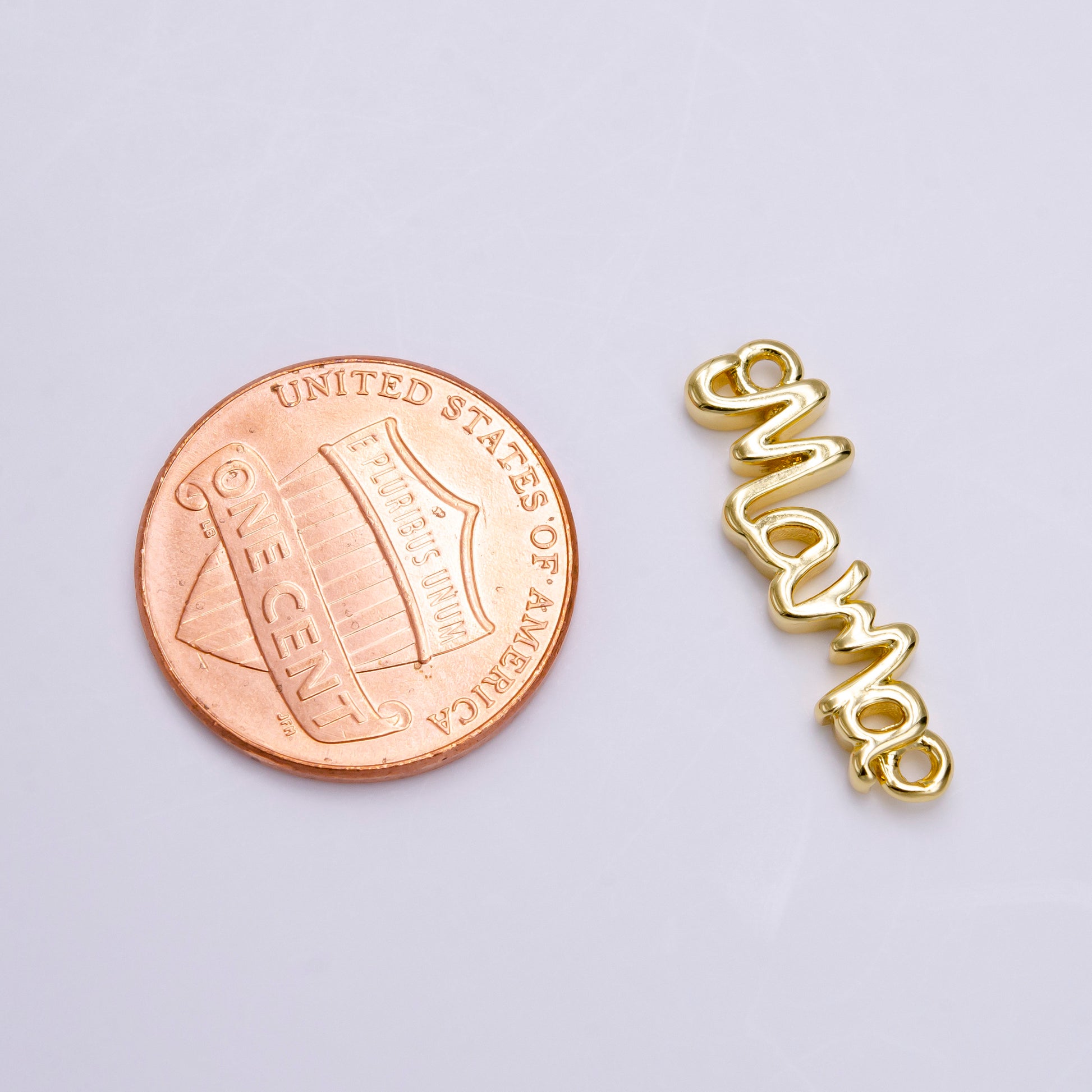 Mama Word Charm Connector, Dainty Letter pendant Bracelet Necklace component for Jewelry Making Supply Double Bail Charm F-836