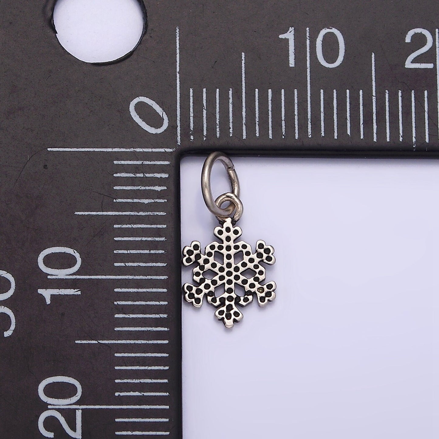 Sterling Silver S925 Dotted Snowflake Mini Add-On Charm | SL-344