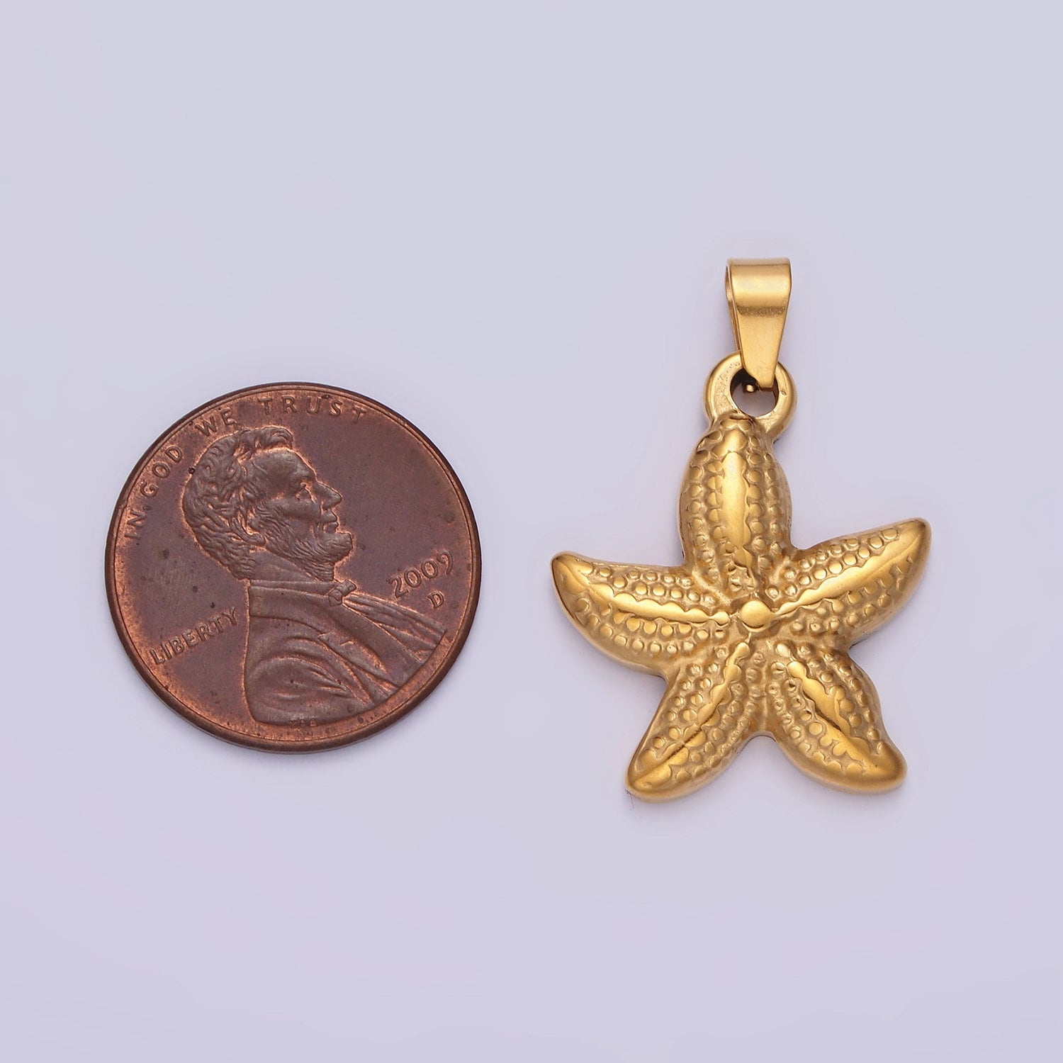 Gold StarFish Pendant Stainless Steel Star Fish Ocean Beach Under The Sea Mermaids Charm Jewelry | P-797
