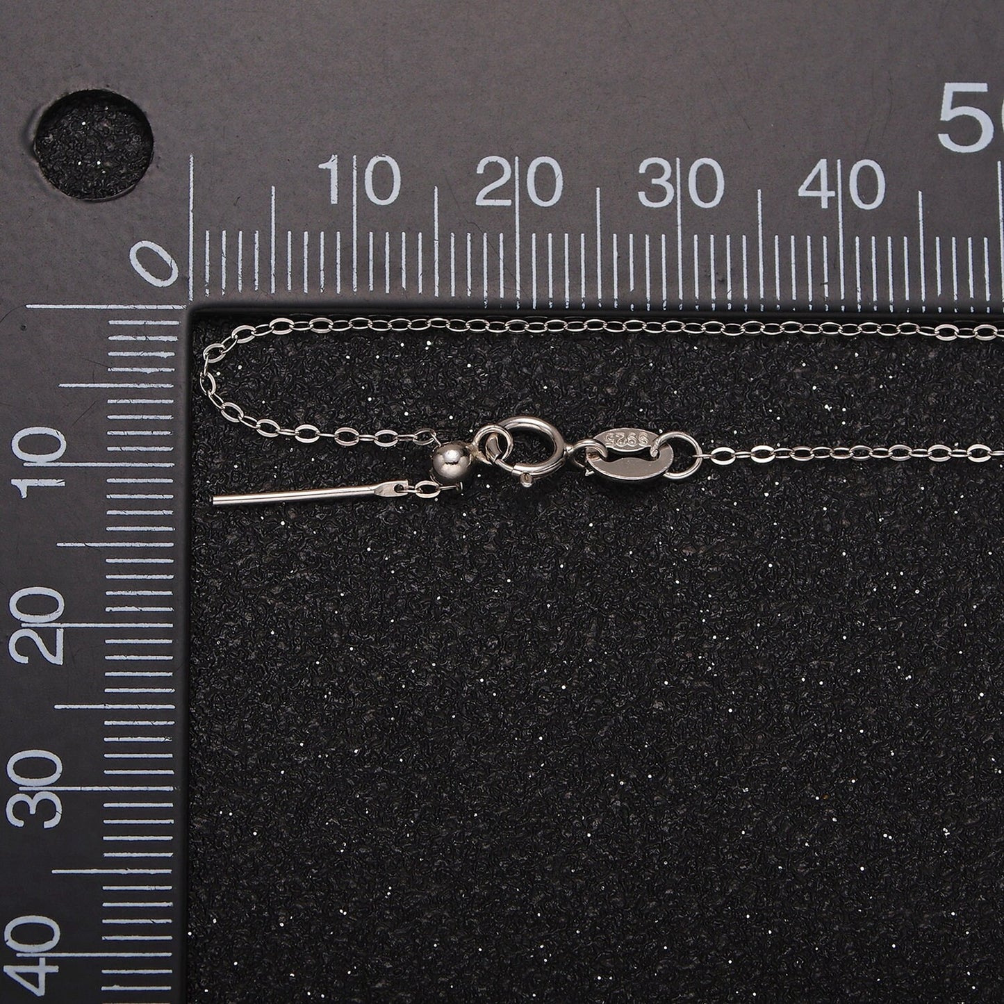 S925 Sterling Silver 0.5mm Dainty Cable Adjustable Slider 15.35 Inch Chain Necklace | WA-1946