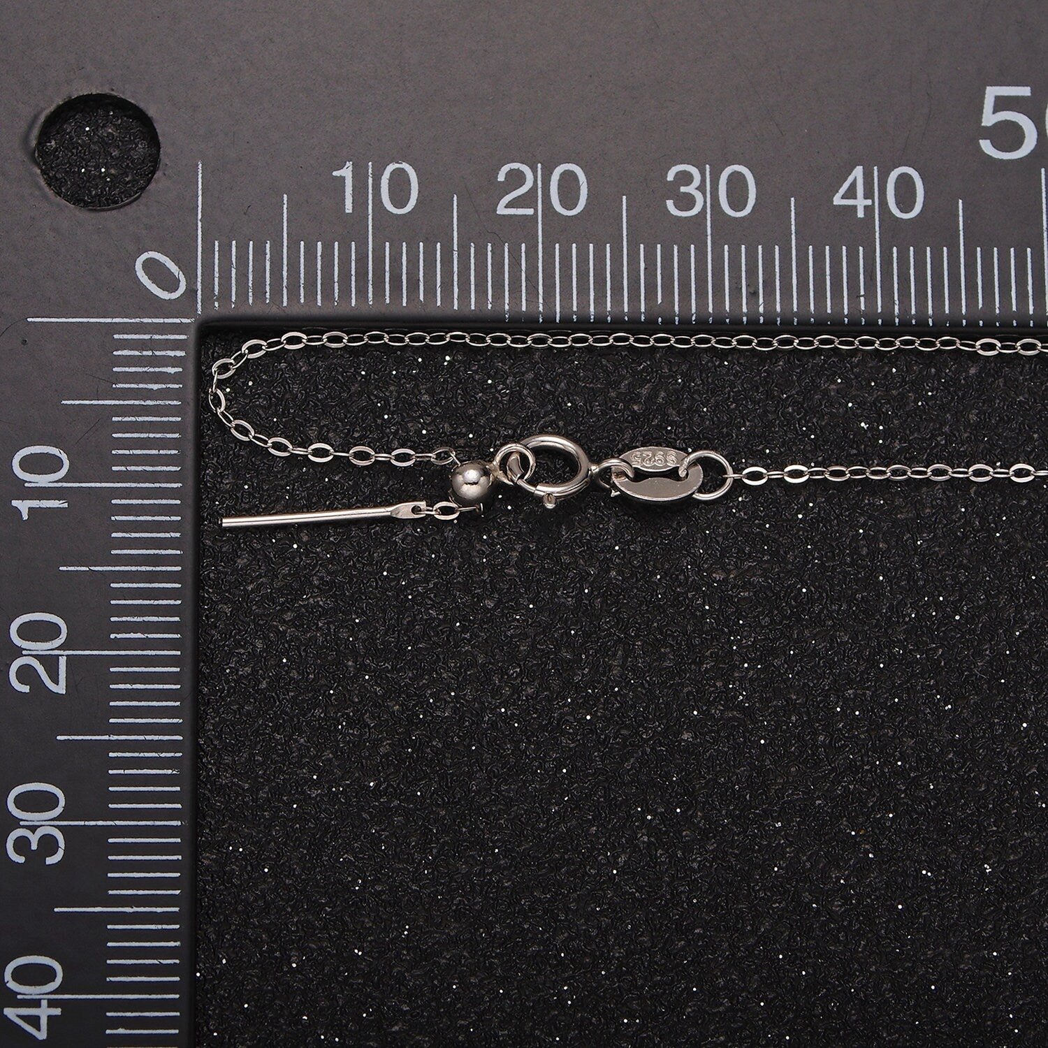 S925 Sterling Silver 0.5mm Dainty Cable Adjustable Slider 15.35 Inch Chain Necklace | WA-1946
