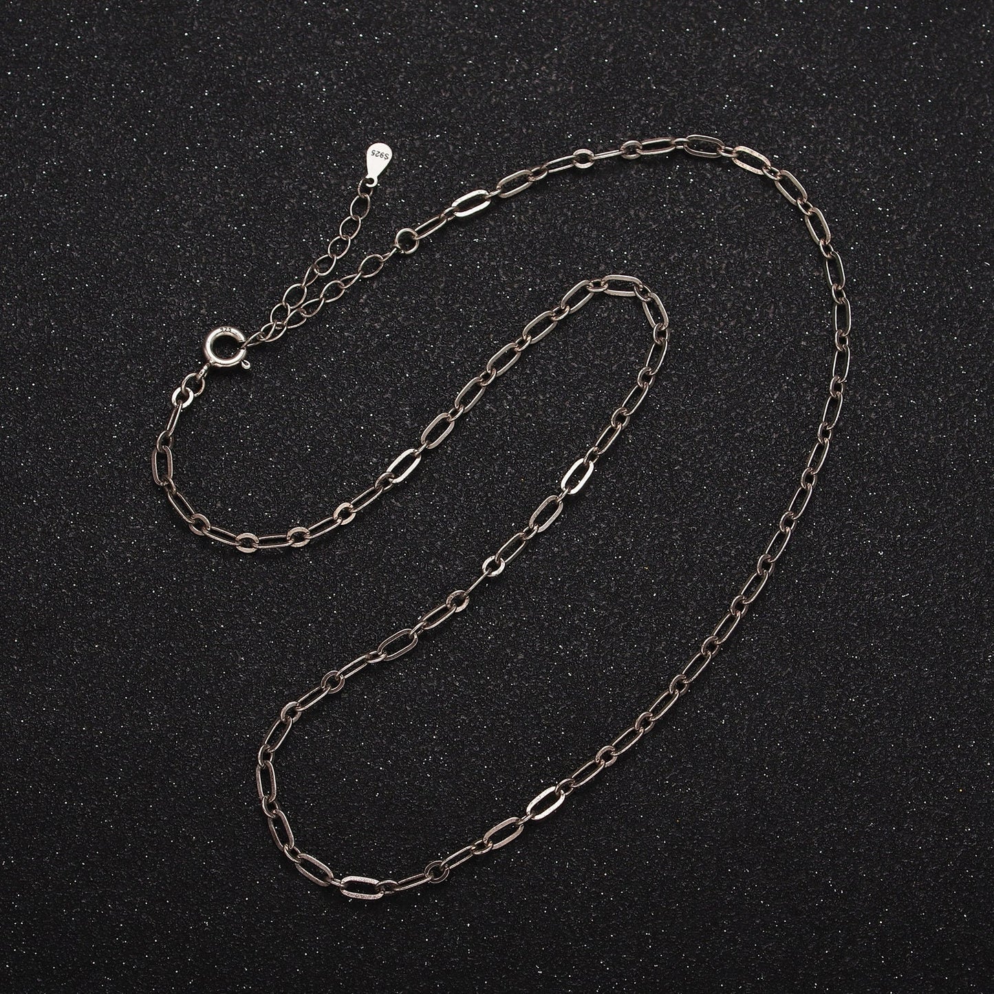 S925 Sterling Silver 2.7mm Paperclip Cable Link 15.5 Inch Choker Chain Necklace | WA-1968