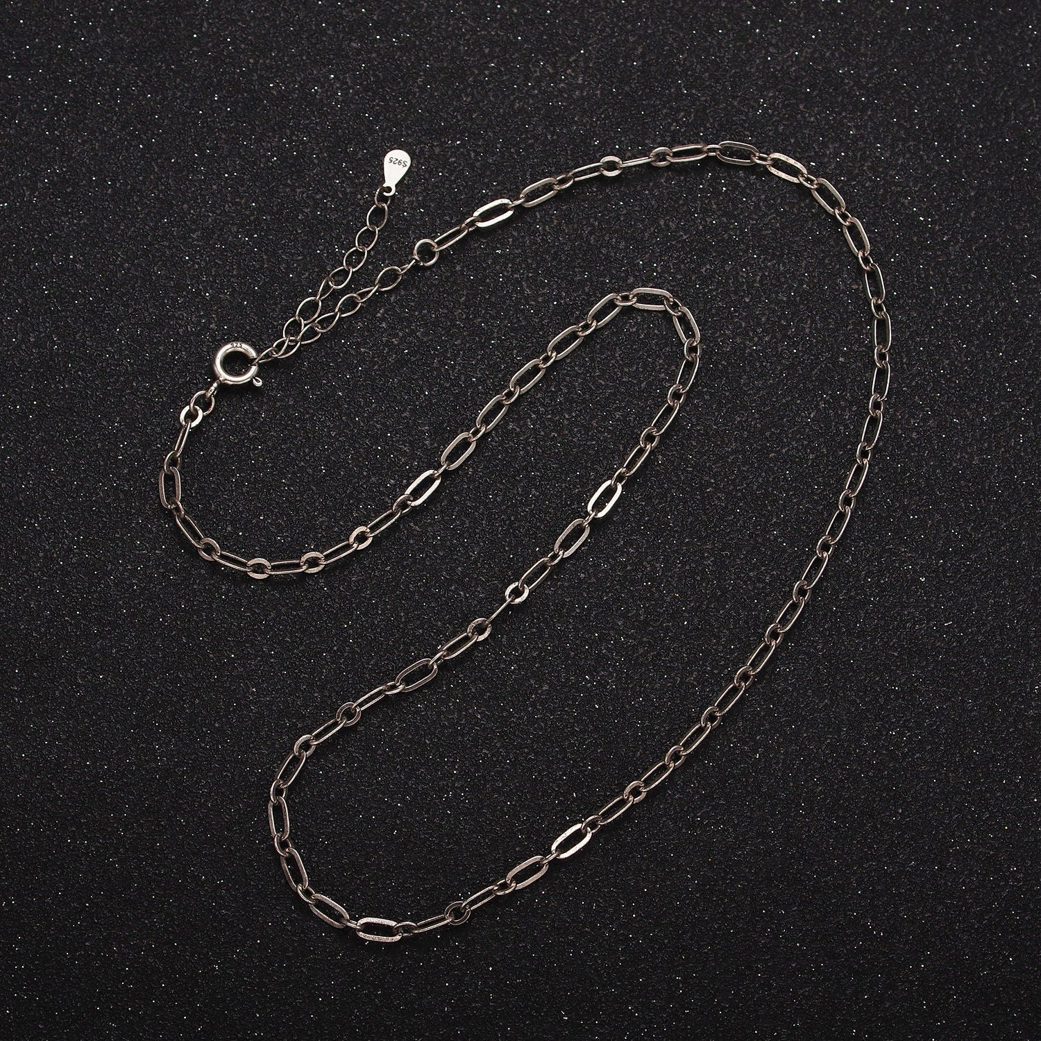 S925 Sterling Silver 2.7mm Paperclip Cable Link 15.5 Inch Choker Chain Necklace | WA-1968
