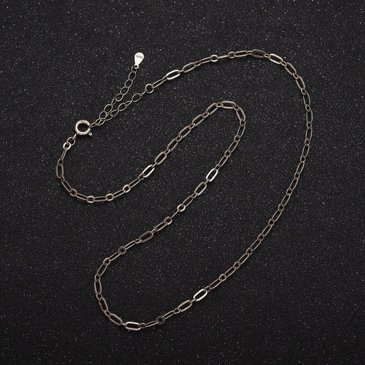 S925 Sterling Silver 2.7mm Paperclip Cable Link 15.5 Inch Choker Chain Necklace | WA-1968