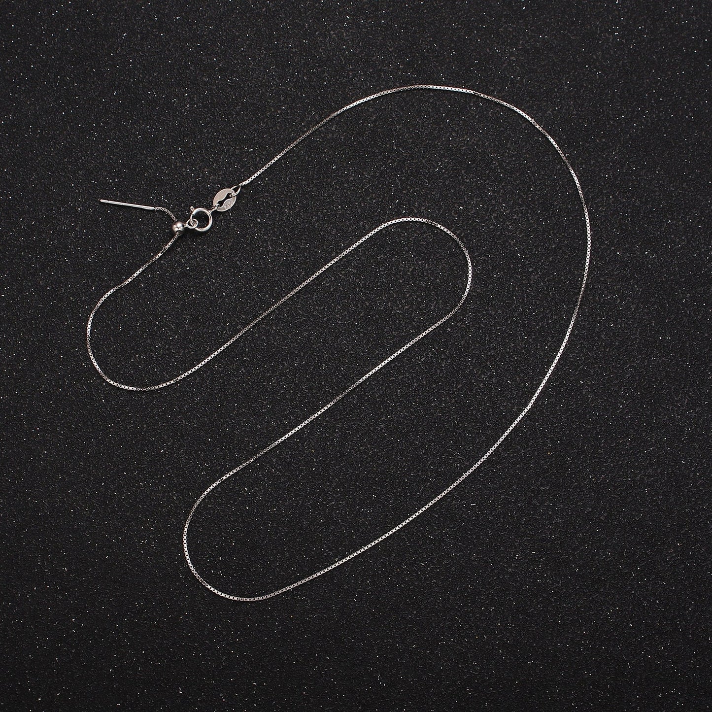 S925 Sterling Silver 0.5mm Dainty Box 18 Inch Adjustable Slider Chain Necklace | WA-1966