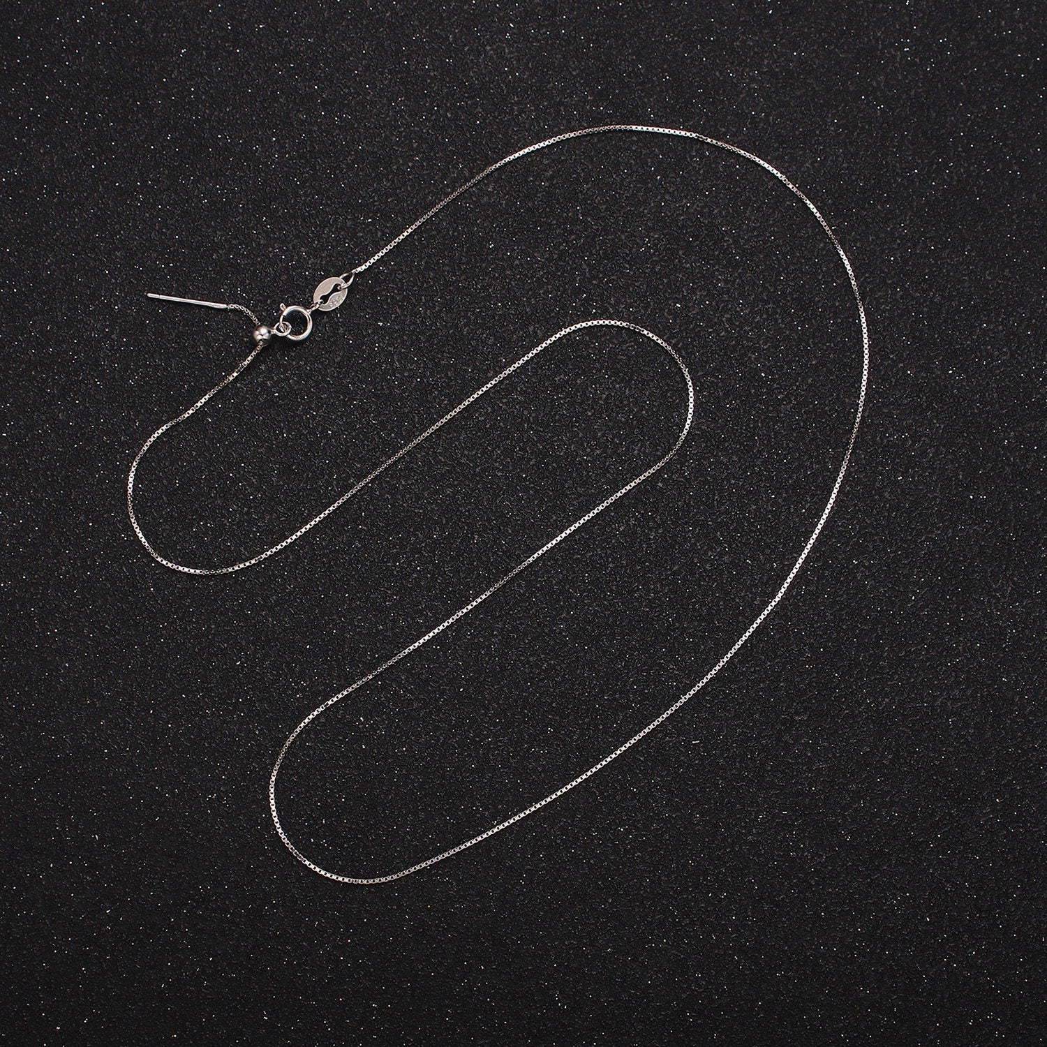 S925 Sterling Silver 0.5mm Dainty Box 18 Inch Adjustable Slider Chain Necklace | WA-1966