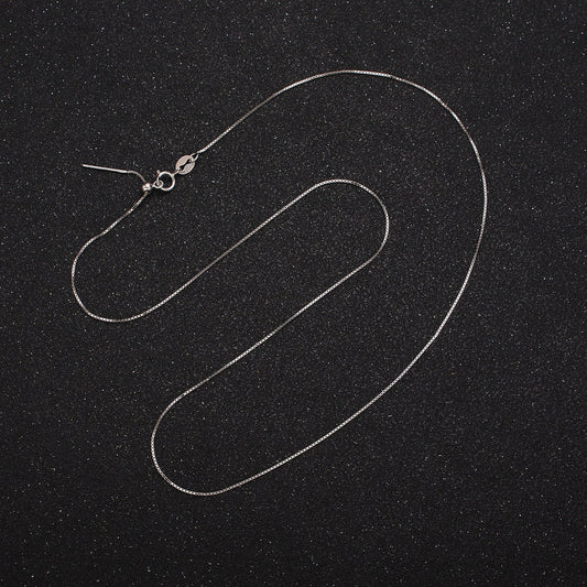 S925 Sterling Silver 0.5mm Dainty Box 18 Inch Adjustable Slider Chain Necklace | WA-1966