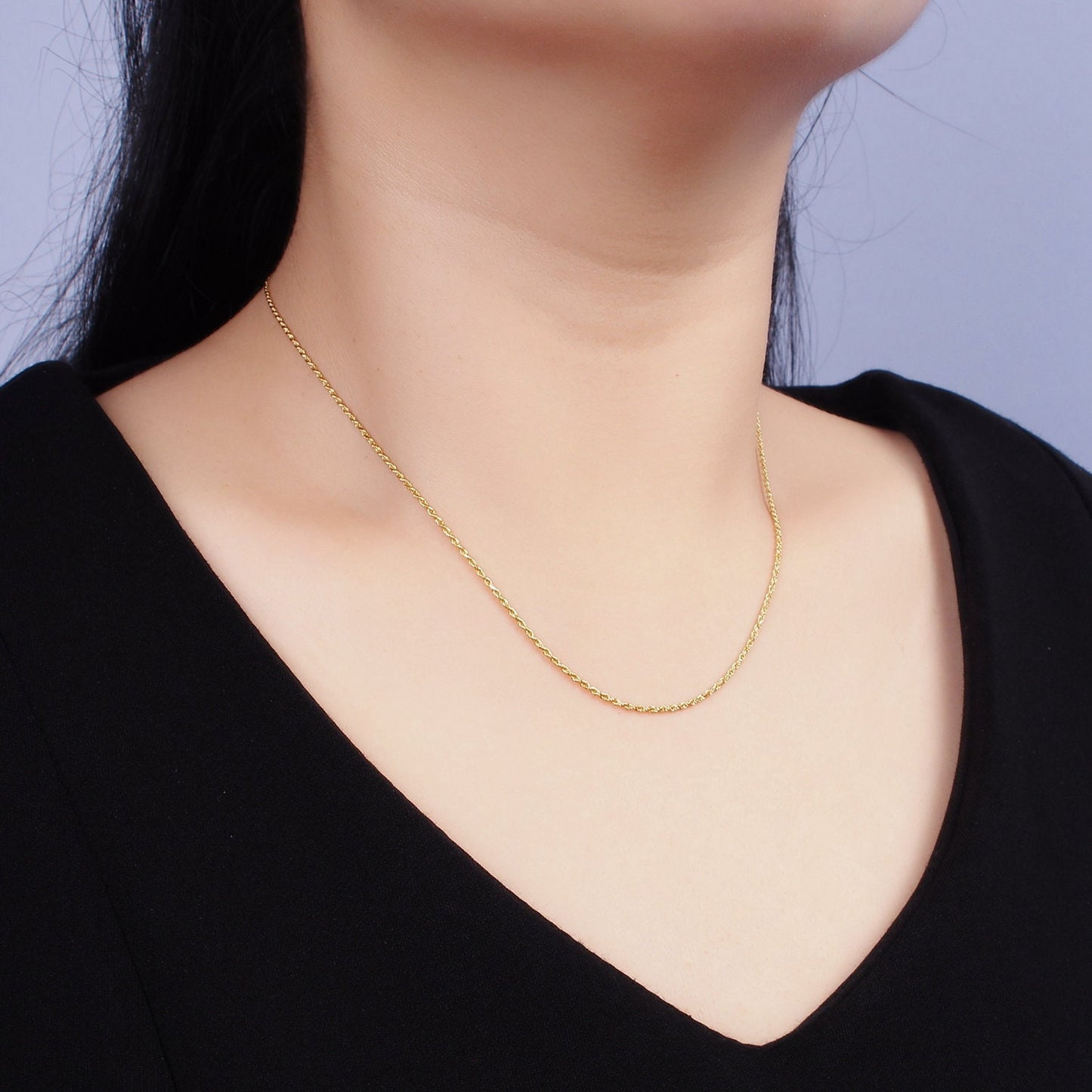 16K Gold Vermeil S925 Sterling Silver 1.2mm Dainty Twisted Rope Chain Necklace | WA-1956
