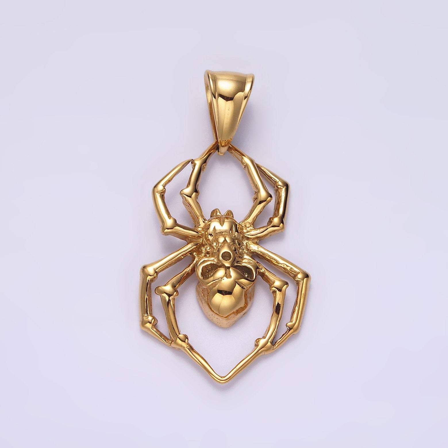 Stainless Steel 41mm Skull Skeleton Spider Insect Pendant in Gold & Silver | P739