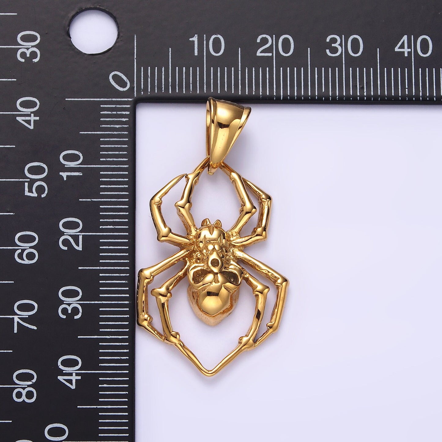 Stainless Steel 41mm Skull Skeleton Spider Insect Pendant in Gold & Silver | P739