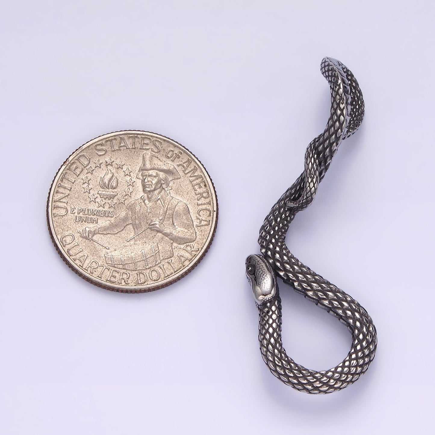 Stainless Steel 50mm Snake Serpent Scale Textured Curved Pendant | P738