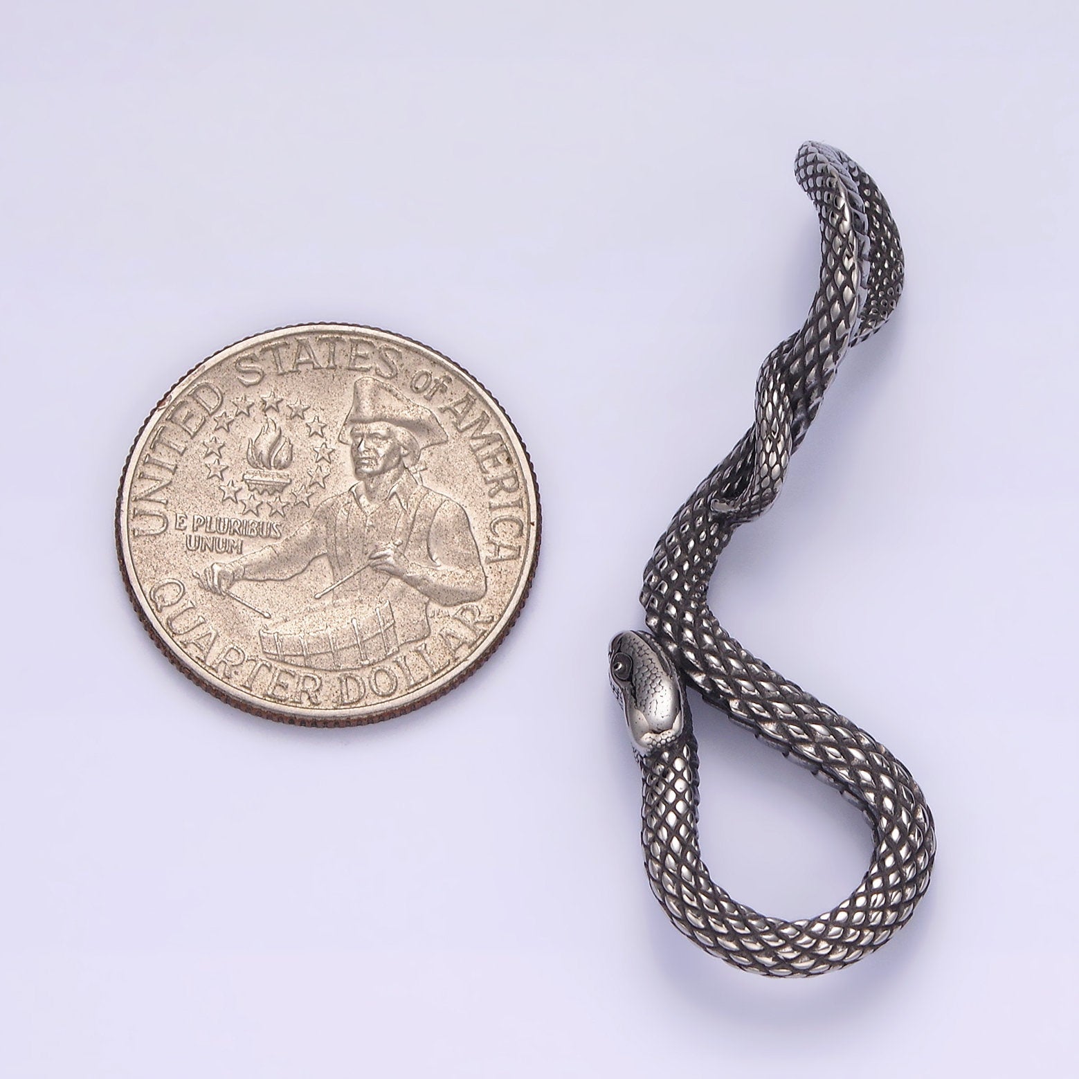 Stainless Steel 50mm Snake Serpent Scale Textured Curved Pendant | P738