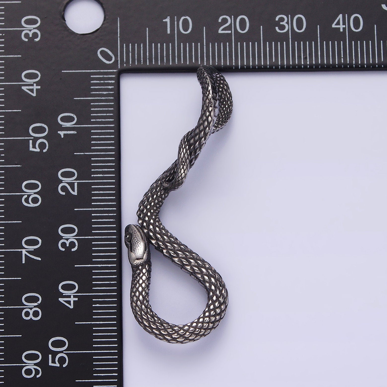 Stainless Steel 50mm Snake Serpent Scale Textured Curved Pendant | P738
