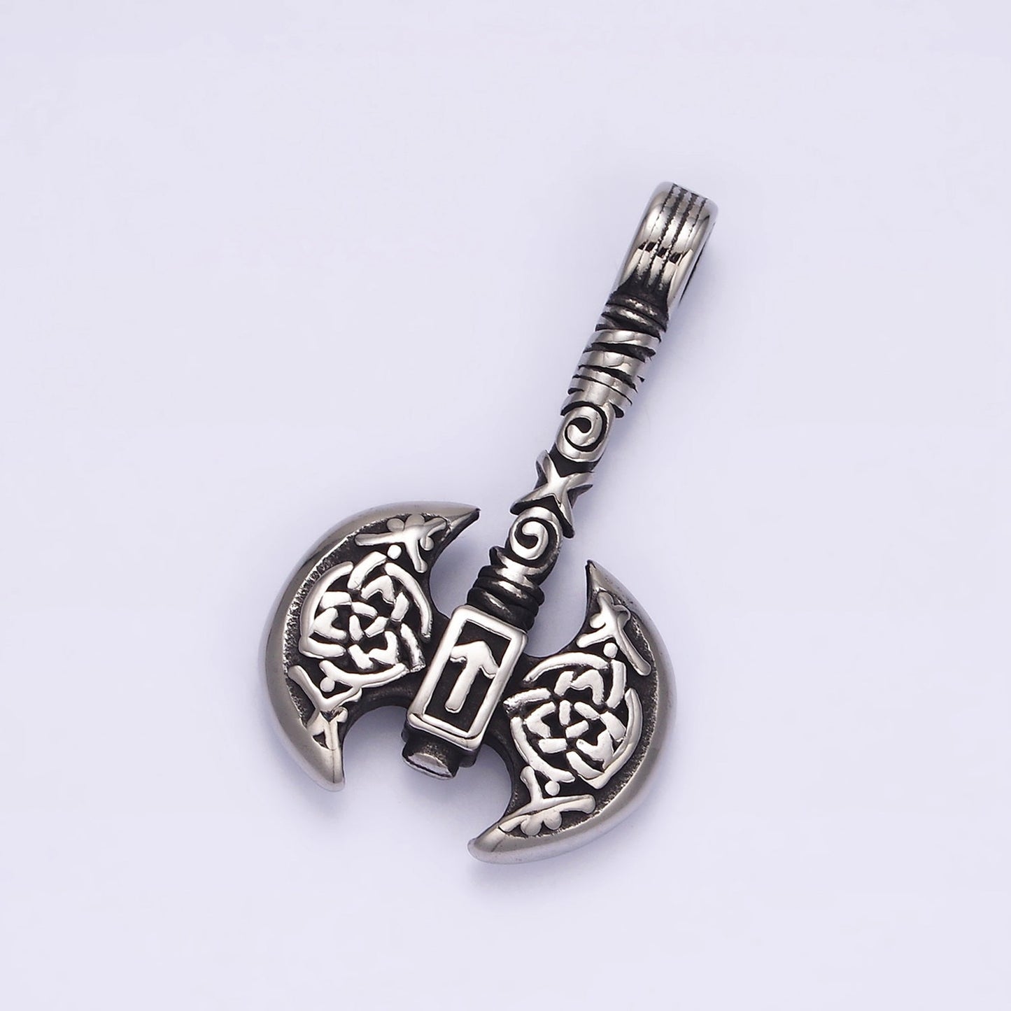 Stainless Steel Celtic Knot Cross Lined Axe Weapon Pendant | P770