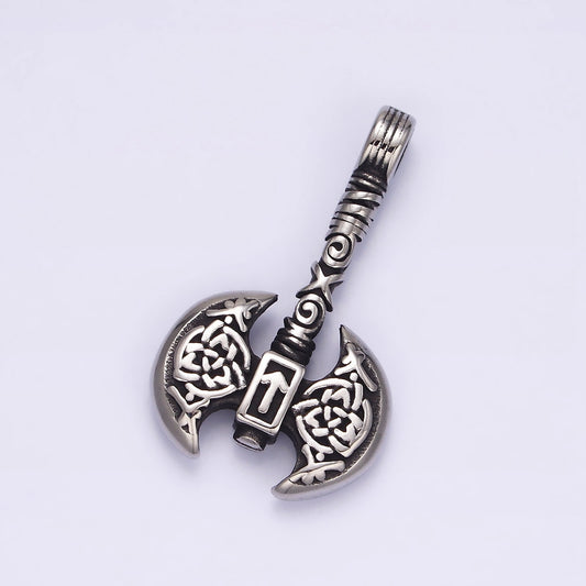 Stainless Steel Celtic Knot Cross Lined Axe Weapon Pendant | P770