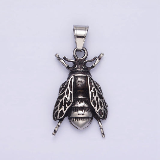 Stainless Steel 42mm Beetle Moth Wings Flies Fly Insect Pendant | P778