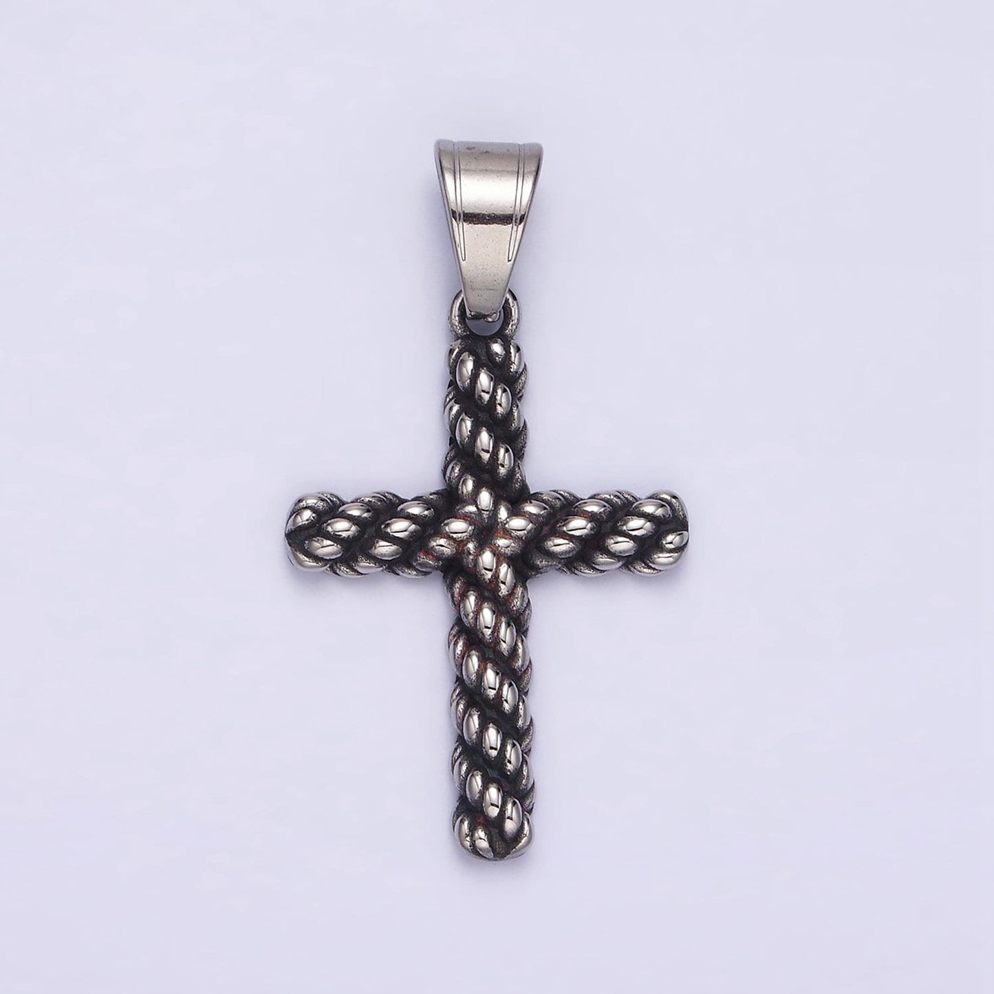 Stainless Steel 40mm Twisted Rope Latin Cross Religious Pendant | P775