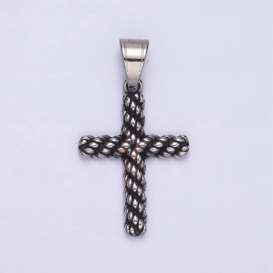 Stainless Steel 40mm Twisted Rope Latin Cross Religious Pendant | P775