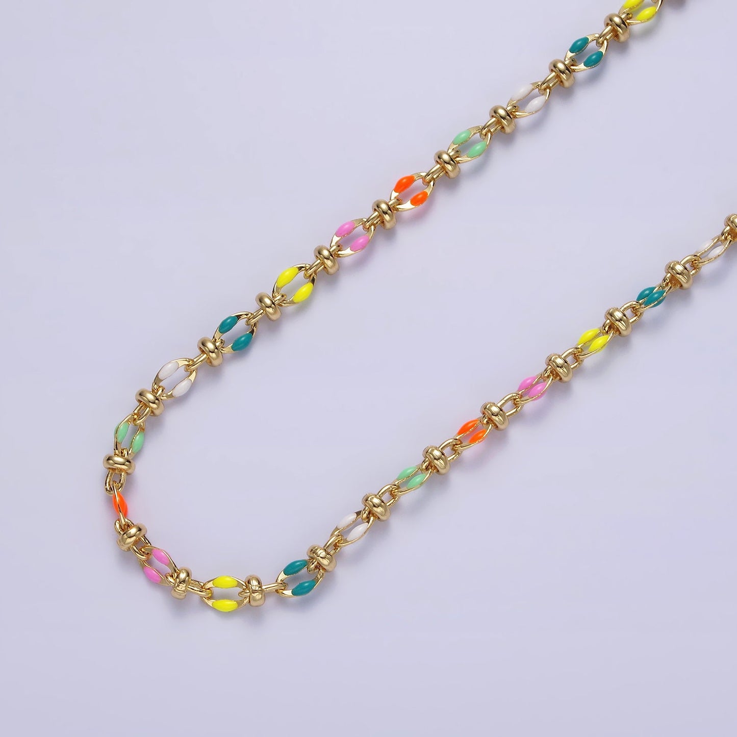 Dainty Multicolor Enamel Satellite Cable Chain by Yard, Colorful Enamel Chain Wholesale Bulk Roll Chain Jewelry | ROLL-1394