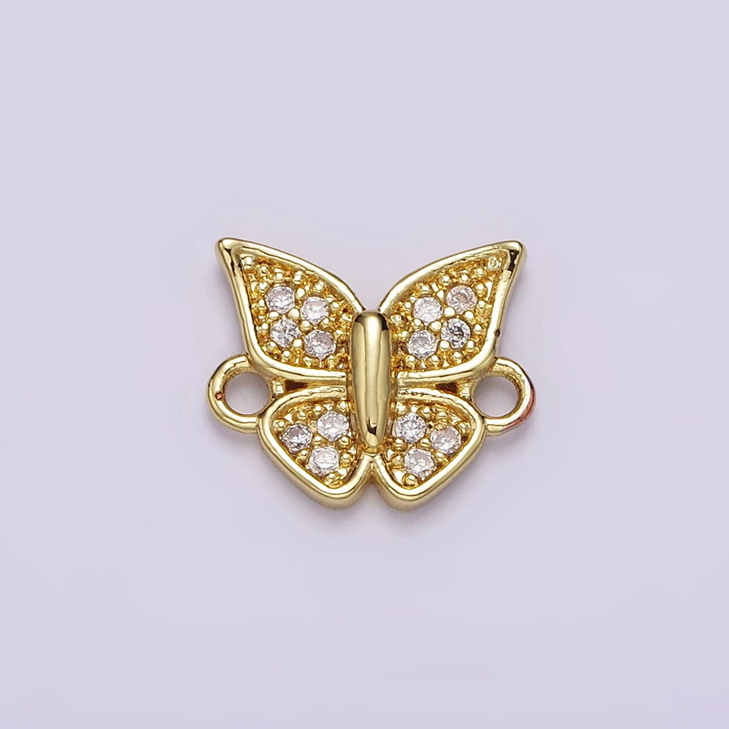 Teeny Tiny Butterfly Charm Connector CZ Gold Filled Charm for bracelet necklace Anklet component G-668