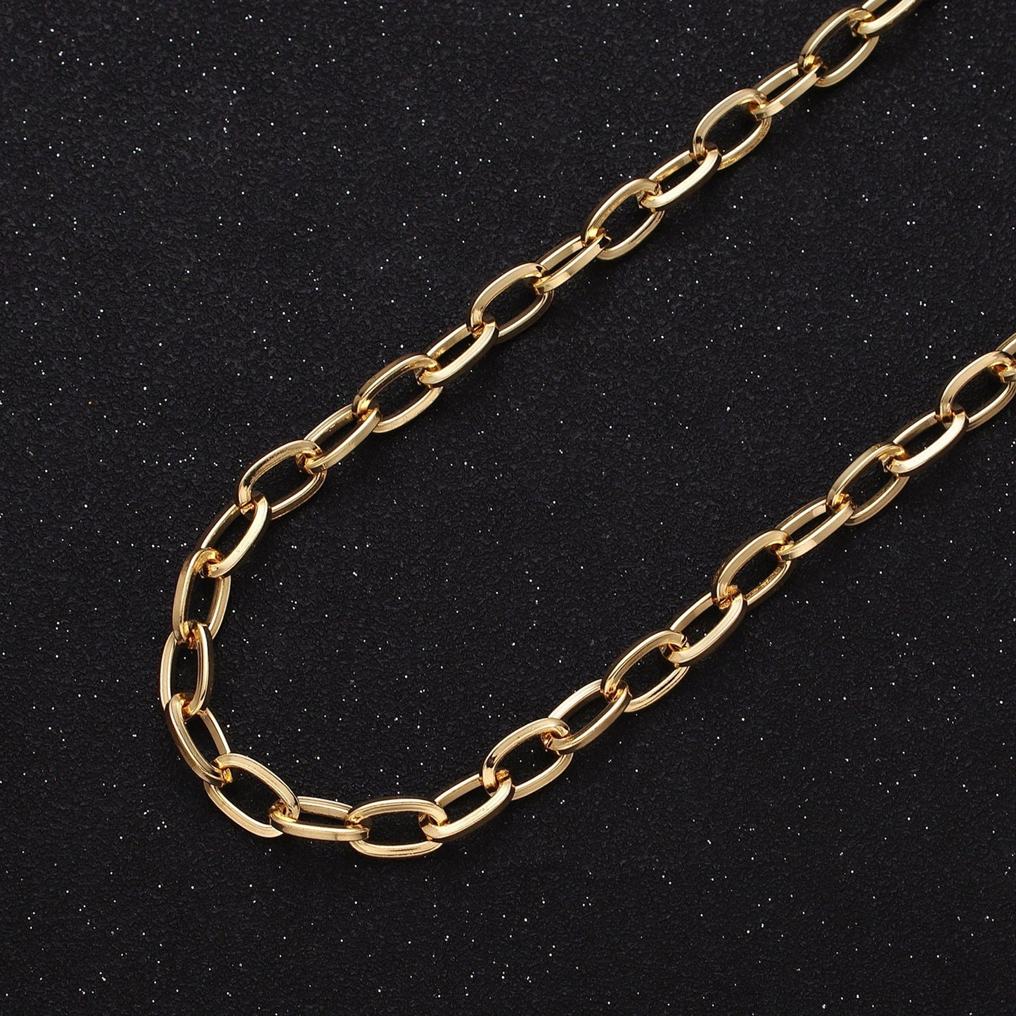 Chunky 16k Gold Filled Elongated Thick Cable Chain 6.1mm Oval Chain For Jewelry Making | ROLL-1227