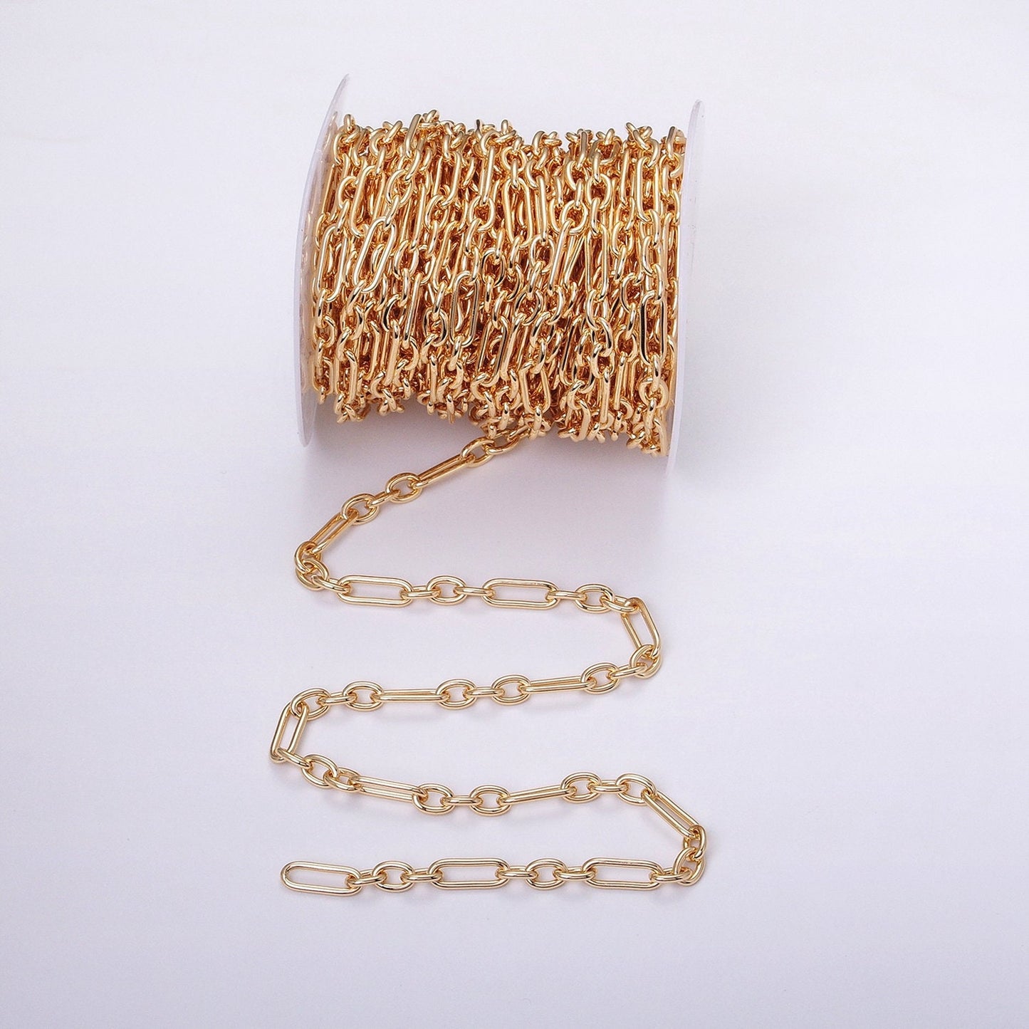 24K Gold Filled Big Paper Clip Figaro Chain Bulk Gold, Silver Unfinished Chain | ROLL-1263 Roll-1264