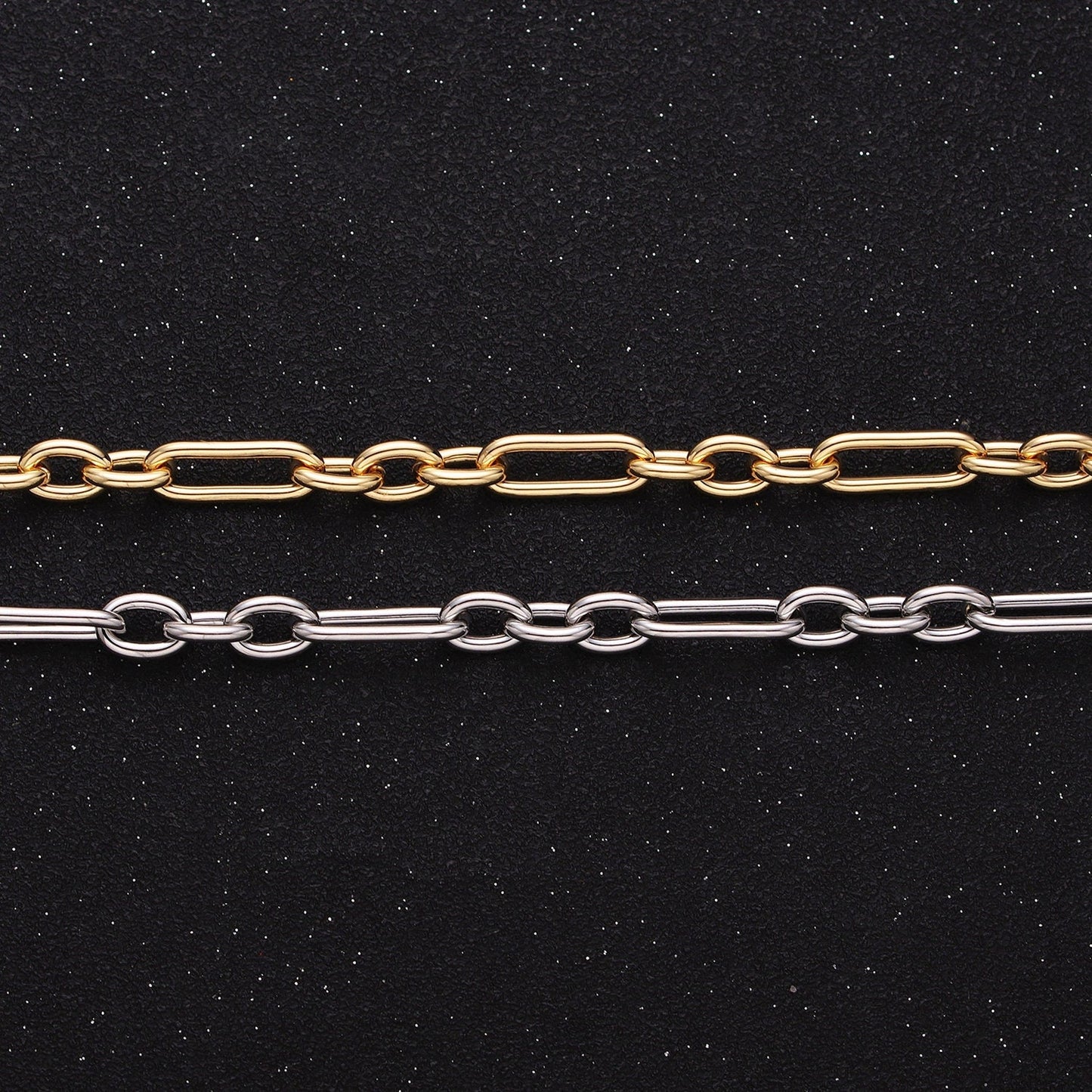 24K Gold Filled Big Paper Clip Figaro Chain Bulk Gold, Silver Unfinished Chain | ROLL-1263 Roll-1264