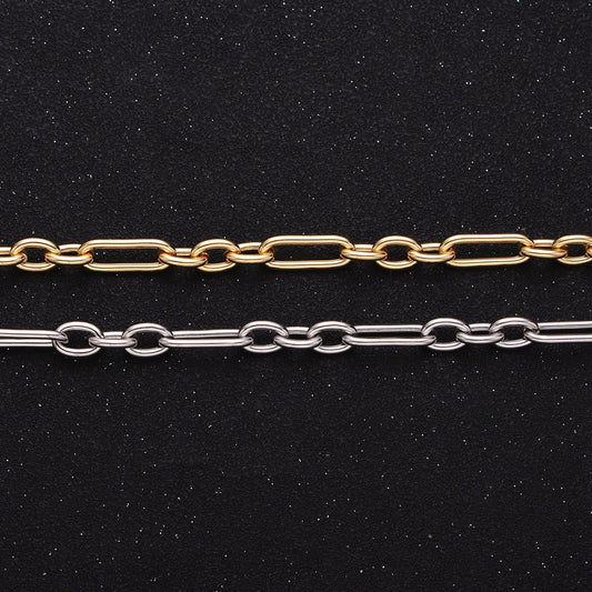 24K Gold Filled Big Paper Clip Figaro Chain Bulk Gold, Silver Unfinished Chain | ROLL-1263 Roll-1264