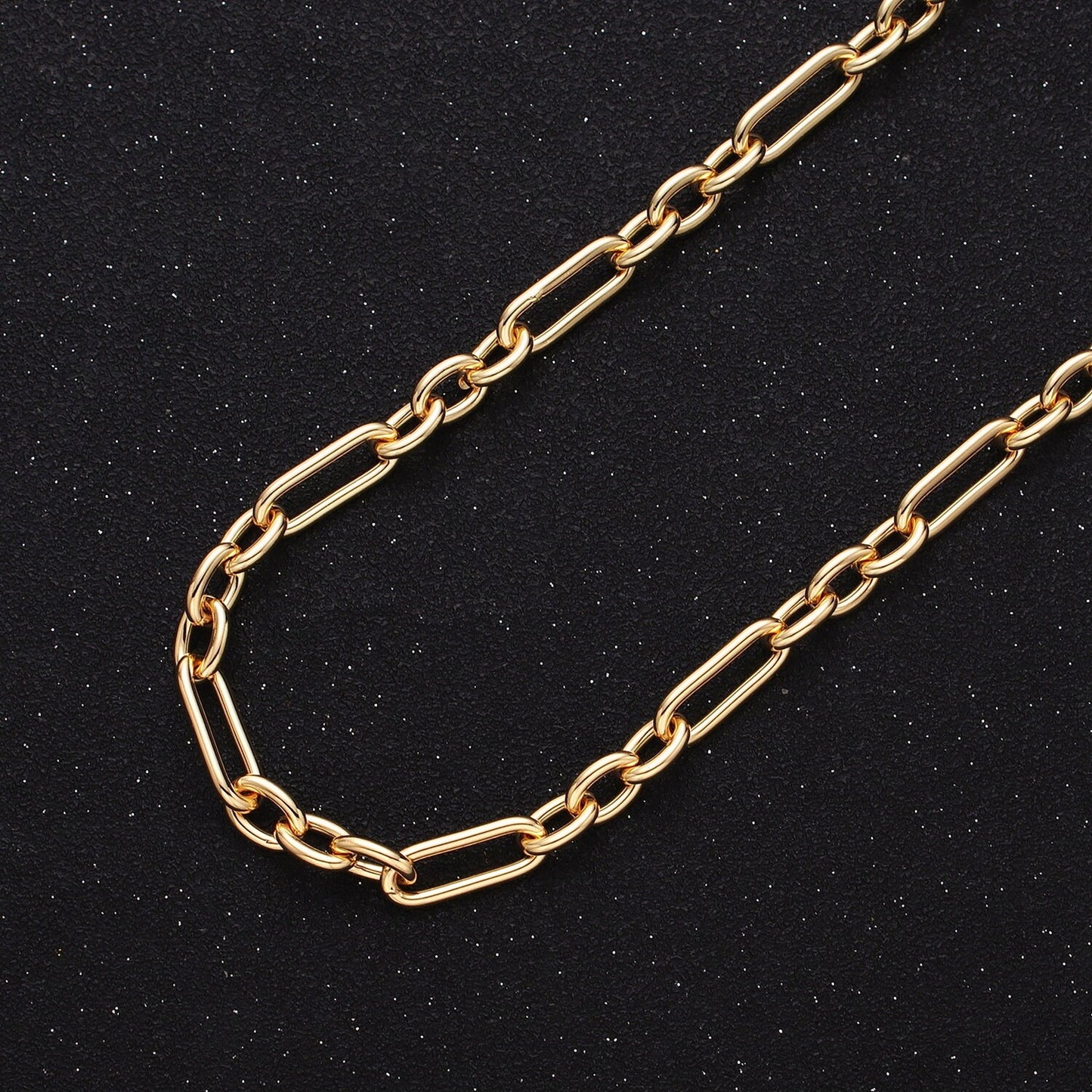 24K Gold Filled Big Paper Clip Figaro Chain Bulk Gold, Silver Unfinished Chain | ROLL-1263 Roll-1264