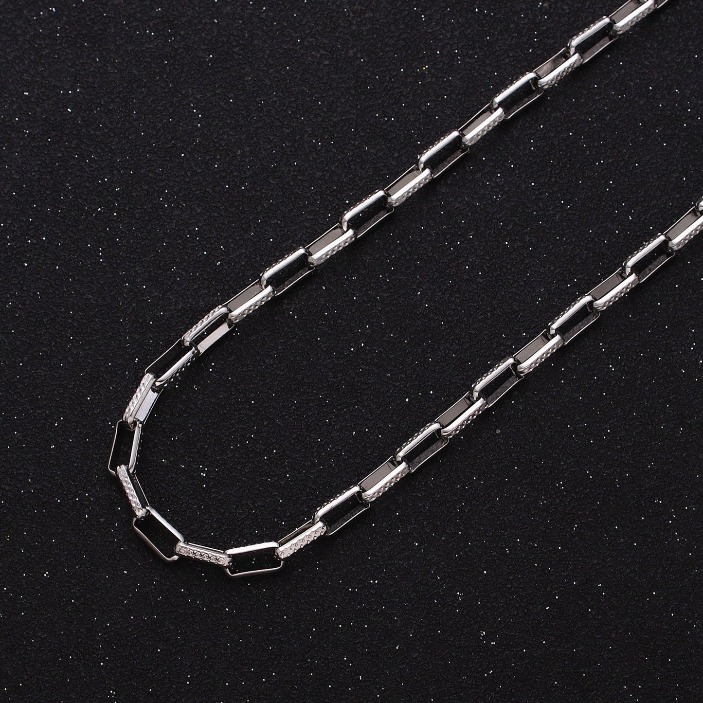 Textured Elongated Paper Clip Chain Box Cable Chain by yard Wholesale Chain for Jewelry making ROLL-1275 ROLL-1276