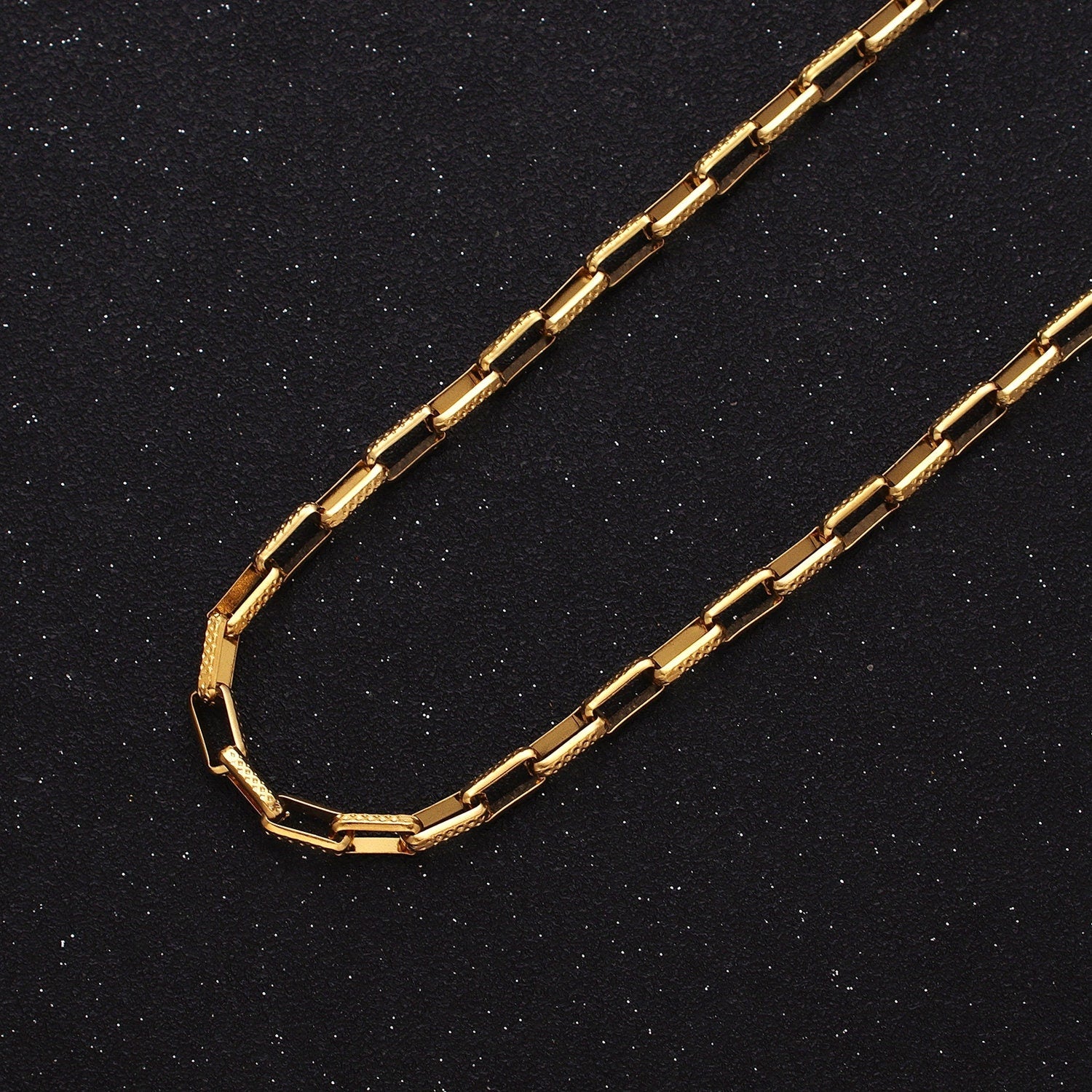 Textured Elongated Paper Clip Chain Box Cable Chain by yard Wholesale Chain for Jewelry making ROLL-1275 ROLL-1276